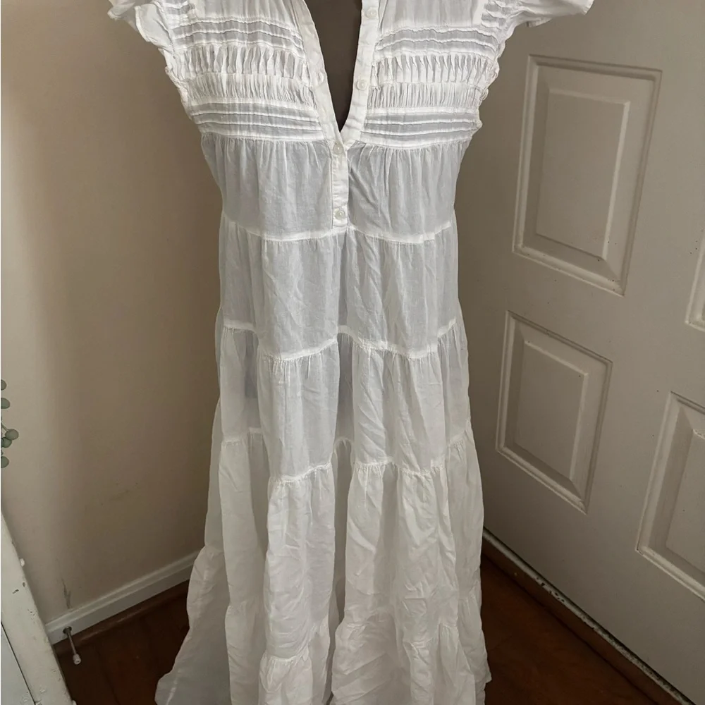 Boston Proper White Ruffled Maxi Dress - Picture 1 of 5